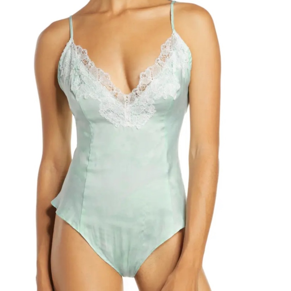 Free People Luella Lace Trim Bodysuit
